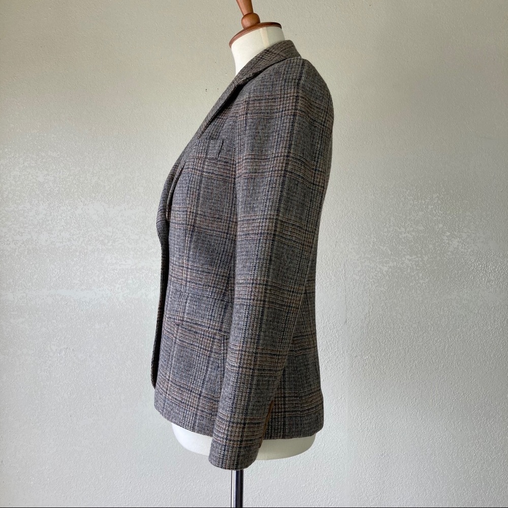 Vintage 80's Evan Picone Plaid Pure Wool Blazer - Picture 2 of 11